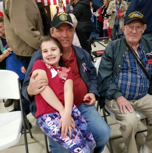 Mackenzie Hendrixson with great great uncle Phil DeBord and great great grandfather Corbin Keith