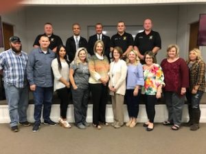 Top Row- Detective Stephen Barrett, Chief Deputy Robert Patrick, Sheriff Patrick Ray, Detective Billy Tiner, Detective Brian Williams. Bottom Row- Justin Braswell, Rick Goins, Jessica Leon, Danielle Reynolds, Dessa Ray, Veronica Pack, Lora Webb, Mellissa Yarbrough, Jill Davis, and Carrie Meador Not pictured: Gena Cripps and Dewayne Bain