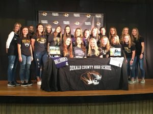 Outstanding DCHS senior softball outfielder Megan Walker signed a letter of intent with Trevecca Nazarene University Friday to play collegiate ball after she graduates here. She was joined at the signing by her Tigerette teammates