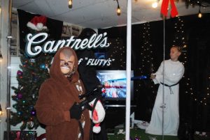 2019 Live Window display of Star Wars at Cantrell's the home of Fluty and Fluty's Shoes during Christmas on the Square