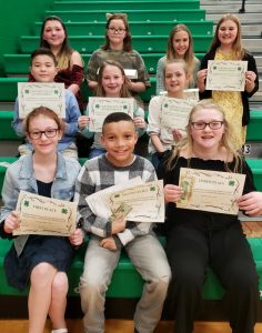 DeKalb 4-H Public Speaking Contest winners: 5th Grade: 1st Row: Skylar Chausse (1st), Landon Tubbs (2nd) , Lillie Grace Young (3rd) 2nd Row: Boston Cantrell, LeAnn Wakefield, Kyleigh Mooneyham 3rd row: Olivia Minton, Rayna Johns, McKenzie Moss, Allie Estes