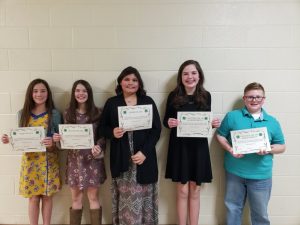 DeKalb 4-H Public Speaking Contest Winners: 6th Grade: Sydney Polk (1st) , Cali Agee (2nd), Aubrey Bare (3rd), Emily Anderson, Austin Pack