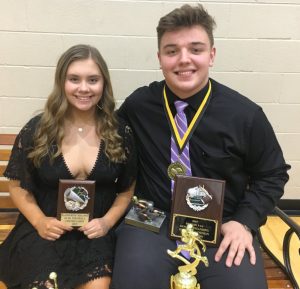 Isaac Cross, a senior offensive lineman, team captain, and Tennessee Tech signee, was named Most Valuable Player of the 2019 DCHS Tiger Football Team during the annual Awards Banquet held in January at the Smithville First Baptist Church Life Enrichment Center building. Meanwhile Katherine Malone, a senior and cheer captain, received the Most Valuable Football Cheerleader Award