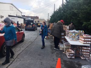 Hundreds of families were served Saturday during the drive through mobile food pantry in what has become a regular event, held at least twice a year.