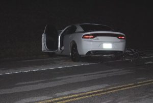 A Saturday night crash on Cookeville Highway near the DeKalb/Putnam County line injured 18 year old Hunter Hoffman of Mount Juliet who was northbound in this 2015 Dodge Charger (WJLE photo)