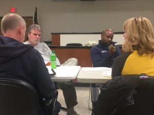 School Board members Alan Hayes, W.J. (Dub) Evins, III, Shaun Tubbs, and Kate Miller