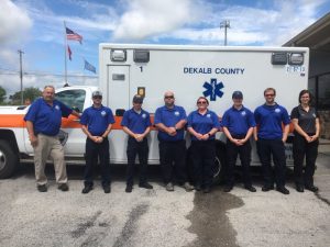 WJLE recognizes DeKalb EMS Staff during EMS Week May 17-23: D-SHIFT on duty Monday: Pictured Director Hoyte Hale, Trevin Merriman-AEMT, John Partridge-AEMT, Daniel Summers-EMT-P, Marie Turpin-EMT-PCC, Matthew Terrell-AEMT, Matt Melton-EMT-P, and Abi Carruba- EMS student