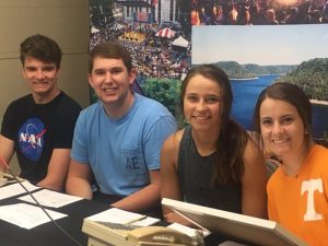 DCHS students Jake Ramsey, Justin Washer, Megan Walker, and Holly Evans during the WJLE Project Graduation Radiothon last year