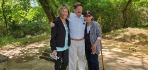 Veteran and Alexandria Senior Center Director Sandy Brown (right) with State Representative Terri Lynn Weaver and WWII Veteran and Bronze Star recipient Preston Fritts at Alexandria Flag Day Celebration