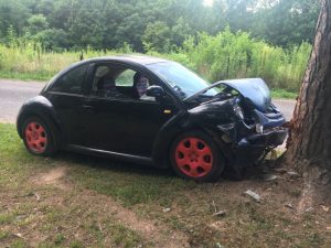 A man, woman and two small children were involved in a one car crash Saturday afternoon on Petty Road.