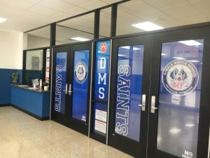 DeKalb Middle School Receives Major Facelift Over Summer Break to make the building more convenient and secure. The school boasts an entirely new entrance and vestibule with the school colors , mascot, and more vividly grabbing your attention as you enter