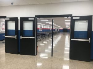 DeKalb Middle School Receives Major Facelift Over Summer Break to make the building more convenient and secure including a new partition dividing the cafeteria and commons area.