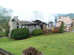 A lightning strike may have been the cause of a fire Tuesday morning that destroyed a home near Center Hill Lake. DeKalb County Fire Chief Donny Green said firefighters were summoned to a home at 265 Hope Cove Road off Coconut Ridge Road belonging to Stephen Smith of Cottontown. No one was home at the time. The fire was well underway by the time it was discovered and it could not be saved.