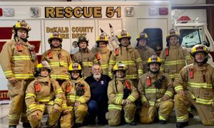 2020 Basic Firefighting Class Pictured back row from left to right: Charles Adcock, Keith Carter, Dakota Nokes “Smithville Fire Department”, Neil Vogelar, Dan Bradam, Peyton Taylor, Caleb London. Front row from left to right: Cheyenne Phalin, Alyssa Harvey, Marvin Montgomery “instructor”, Vicki Bradam, Erick Dodd, and Neal Caldwell