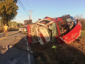 DeKalb County Volunteer Firefighter Bill Brown escaped serious injury Wednesday afternoon after the fire truck he was driving crashed on Allen Ferry Road as he was responding to a vehicle fire on Cookeville Highway.