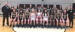 The DCHS Lady Tiger Basketball Team: Front Row left to right- Camyrn Branin, Makayla Scales, Cadee Griffith, Megan Cantrell, Grace Griffin, Hannah Willingham, Xharia Lyons, Ella VanVranken, Ella Hendrixson (Not Pictured Ellie Cripps) Back Row left to right: Coach Danny Fish, Manager Elisabeth Seber, Madison Martin, Kennedy Agee, Natalie Snipes, Kadee Ferrell, Tess Barton, Alyssa Crook, Ally Fuller, Summer Crook, Manager Zoe Cripps, Manager Jenna Wright (Not Pictured Manager Maleah Ruch and Assistant Coaches Maddison Parsley and Hanah Panter.