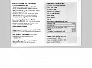 Revenue to Send Postcards for Vehicle Registration Renewals (Photo shows rear side of card)