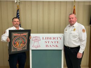 The DeKalb County Fire Department recognized and honored a few of its own during the annual awards program held Saturday evening in a virtual setting this year due to COVID-19. Lieutenant Dustin Johnson (pictured left) for the 3rd year captured the Liberty State Bank Officer of the Year honor.