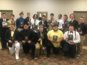 DCHS Tiger Football All Region 3-4A Award Winners: Pictured bottom row left to right- Ean Jones, Bryan Portillo, Peyton Leaf, Diego Coronado, and Caven Ponder. Back row left to right- Isaiah Harrington, Josh May, Aiden Curtis, Evan Jones, Axel Aldino, Desmond Nokes, Wil Farris, Trevonte Alexander, Colby Barnes, Isaac Knowles, and Jasper Kleparek. (Not pictured Antwon McCoy)