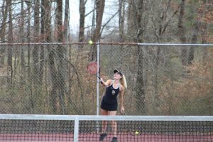 Both the Boys and Girls DCHS tennis teams won their matches against White County at home on Tuesday afternoon. The boys won their match 7 – 2 while the girls won 6 – 3. Tennis matches consist of six singles matches and three doubles matches. Caitlyn Harwell shown here won 8-4