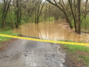 West Main Street at Dowelltown closed due to Smith Fork Creek flooding Sunday