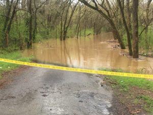 West Main Street at Dowelltown closed due to Smith Fork Creek flooding Sunday