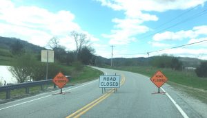 A portion of State Highway 264 at Temperance Hall was closed Sunday due to flooding