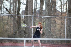 Both the Boys and Girls DCHS tennis teams won their matches against White County at home on Tuesday afternoon. The boys won their match 7 – 2 while the girls won 6 – 3. Tennis matches consist of six singles matches and three doubles matches. Summer Morse shown here won 8-1