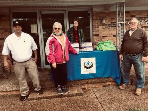 Constable Darrell Johnson, Lisa Cripps of the DeKalb Prevention Coalition, Merrill Harris, and Alexandria Mayor Bennett Armstrong at Saturday’s Rx drug take back event at Alexandria City Hall