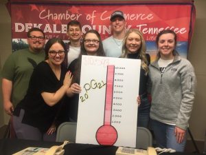 The WJLE DCHS Class of 2021 Project Graduiation Radiothon raised almost $10,600. Members of the class who helped celebrate (pictured left to right ) are Alexis Atnip, Jacklyne McLaughlin, Megan Cantrell and Carly Vance. (Back row left to right) Jacob Winchester, Levi Driver, and Evan Jones