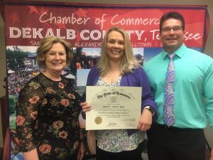 DeKalb County Clerk James L.(Jimmy) Poss and one of his employees, Judy Miller-Mcgee are now certified county finance officers after recently completing a course offered by the University of Tennessee Institute for Public Service’s County Technical Assistance Service (CTAS). Pictured with CTAS CCFO training consultant Kelley McNeal (center)