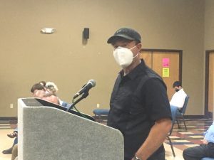 Jason Carver, owner of JBeez Water Craft (dba) Canoe the Caney addresses County Commission Monday night before being awarded lease of Cherry Hill Community Center