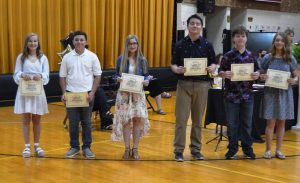 DeKalb West School Principal's List (All A Honor Roll): Left to right: Caroline Crook, Thomas Damron, Chloe Dies, Kenson Moss, Bradley Pelham, and Emily Young