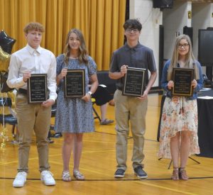 DeKalb West School Citizenship Award winners (left to right) Noah Shoffner, Emily Young, Caleb Lawson, and Chloe Dies