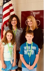 Smithville Elementary Accelerated Reader Winners. There were 21 students who earned the top level 3 prize, and the top two highest AR point earners in the school earned the opportunity to spend the day as Principal and Assistant Principal. Photo shows Caroline Farmer, Principal for a day, and Braxton Poss, Assistant Principal for a day, with SES Principal Summer Cantrell and Assistant Principal Mandy Dakas.