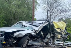 33 year old Camello Perez of Smithville was injured in a two vehicle crash Friday on Four Seasons Road. (Photo of Perez car after being towed from the scene by Gill Automotive)