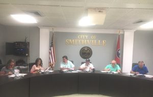 City to Raise Water & Sewer Rates 2% with Passage of New Budget. The Smithville Aldermen met in regular monthly session Monday night. Pictured left to right: Aldermen Jessica Higgins and Beth Chandler, City Administrator Hunter Hendrixson, Alderman and Vice Mayor Danny Washer, City Attorney Vester Parsley, and Alderman Shawn Jacobs. Mayor Josh Miller and Alderman Brandon Cox were absent.
