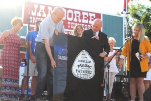 Darrin Vincent was honored by the State of Tennessee with an unveiling of his “Tennessee Music Pathways” marker to be placed on the square in Smithville.