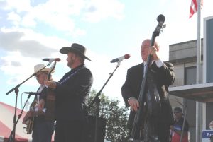 Dailey & Vincent performing on stage at the Smithville Fiddlers' Jamboree Saturday