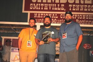 Contest Fiddle (Neil Dudney Memorial Award): First Place- Justin Branum of Murfreesboro. The Neil Dudney Award was presented to Branum by two of Dudney’s, grandchildren, Ethan and Brandon Shaw. Dudney, who passed away in October, 2018 served as President and Coordinator of the Fiddlers Jamboree for 16 years until he stepped down in 2008.