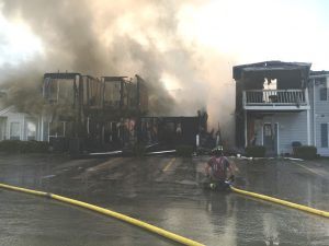 Smithville Firefighters at Towne’s Edge Village Apartments on Kendra Drive in Smithville Sunday (July 4)