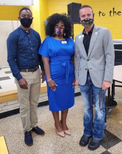Tennessee Democratic Party Chairman Hendrell Remus with newly selected DeKalb Democratic Party Chair Billie Ann Tubbs-Trigueros and former Chairman Jordan Wilkins