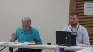 Dennis Stanley, Administrator of Elections and Chairman of the County Redistricting Committee with John Thomas, GIS specialist with the Tennessee Comptroller’s office presenting a plan Tuesday night which the committee voted to recommend to the county commission for approval