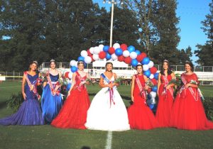 DeKalb Saints Homecoming Court. Left to right-7th grade DeKalb Middle School attendant Brooklyn Fuson, 8th grade DeKalb West School attendant Autumn Grace Dies, 8th grade DeKalb Middle School attendant Brooklyn Blaylock, Homecoming Queen Addyson Grace Swisher, 8th grade DeKalb Middle School attendant Carleigh Beckham, 7th grade DeKalb Middle School attendant Brylee Kirby, and 7th grade DeKalb West School attendant Kenadee Rose Prichard