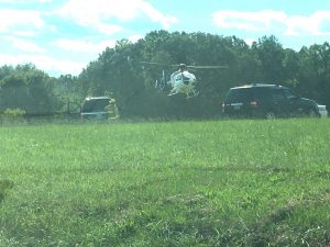 Helicopter ambulance lands near crash site on Highway 146