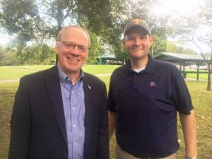 Sixth District US Congressman John Rose (left), who serves DeKalb County in the Congress, was in Smithville Saturday for a DeKalb County Republican Party event. Pictured with DeKalb GOP Party Secretary Clint Hall
