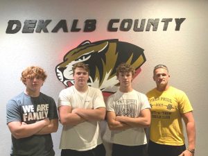 Listen for WJLE’s “Tiger Talk” program Friday, September 10 at 6:30 p.m. with the Voice of the Tigers John Pryor interviewing Coach Steve Trapp and Tiger football players pictured left to right Ari White, Ean Jones, and John Ellis with Coach Trapp. The game at Watertown kicks off at 7:00 p.m. with play by play coverage on WJLE.