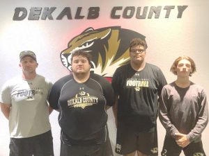 Listen for WJLE’s “Tiger Talk” program Thursday , September 30 at 6:30 p.m. with the Voice of the Tigers John Pryor interviewing Coach Steve Trapp and Tiger football players pictured left to right after Coach Trapp Diego Coronado, Shadie Rankhorn, and Holden Trapp. The game against Livingston Academy kicks off at 7:00 p.m. Thursday night, September 30 at Tennessee Tech in Cookeville with play by play coverage on WJLE.