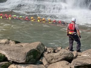 Members of the DeKalb County Swiftwater Rescue Task Force dove into a weekend of training Friday through Sunday, September 10-12 in the river below the falls at Rock Island.