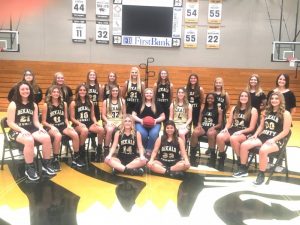 2021-22 DCHS Lady Tiger Basketball Team: Pictured front middle left to right- Ally Fuller and MaKayla Scales. Second row left to right-Ella Hendrixson, Ella VanVranken, Madison Martin, Kadee Ferrell, Manager Elizabeth Seber, Natalie Snipes, Xharia Lyons, Darrah Ramsey, and Cam Branin. Back row left to right- Manager Leah Johnson, Manager Kora Kilgore, Avery Agee, Emily Young, Dare Collins, Katherine Knowles, Bryna Pelham, Caroline Crook, Manager Zoe Cripps, and Manager Jenna Wright.